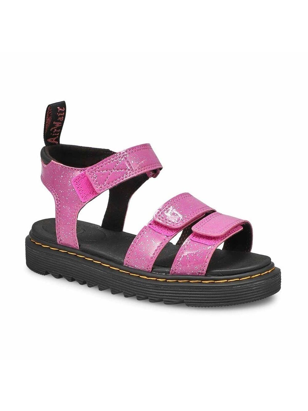 Size 13 Kids Dr. Martens Girls Pink and Black Sandals Bold Comfort